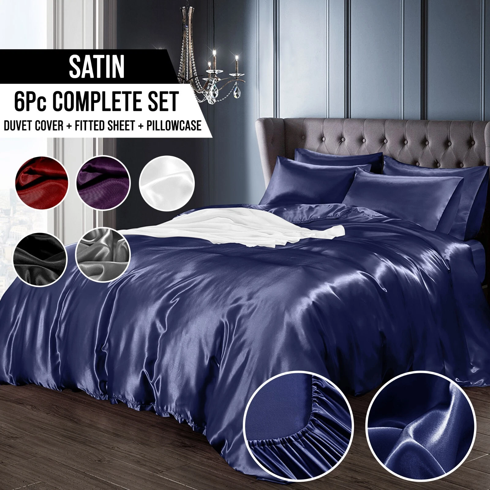 Satin Bedding Set 6pc Complete Sensual Luxury Duve